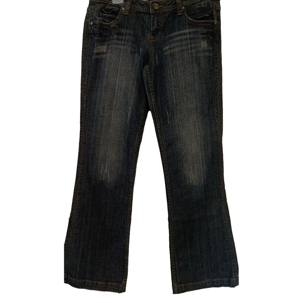ZD Jeans Women’s Premium Size 13 Flare Blue Dark Denim Pockets Stretch Denim